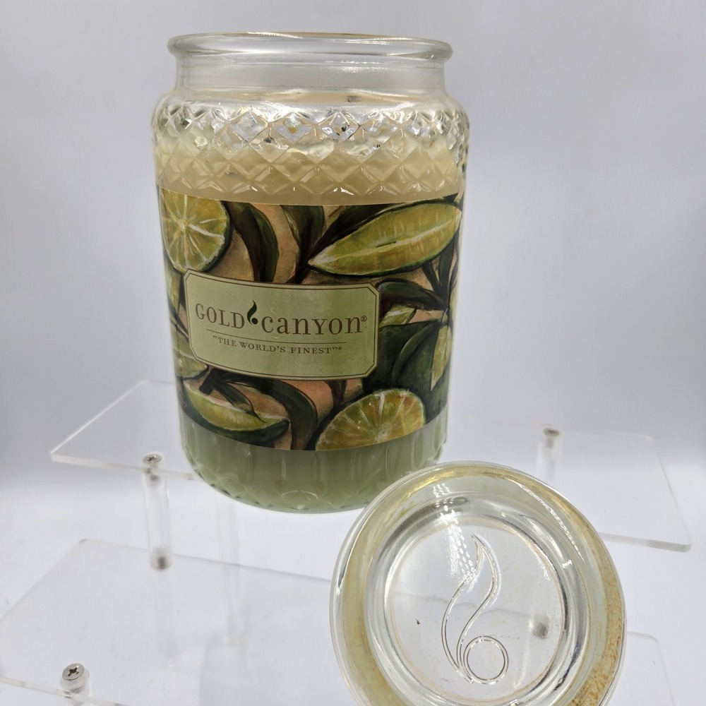 Rare 26 oz Large 2 Wick Ginger Lime Gold Canyon Candle VTG Retired One Burn